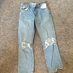 Abercrombie & Fitch the 90’s straight ultra high rise distressed jeans 26 short
